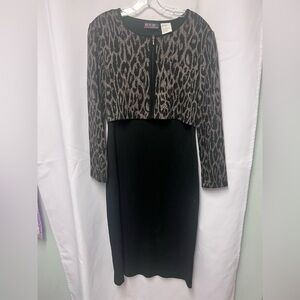 M.H.M. Melissa Harper Leopard Print Black Dress M